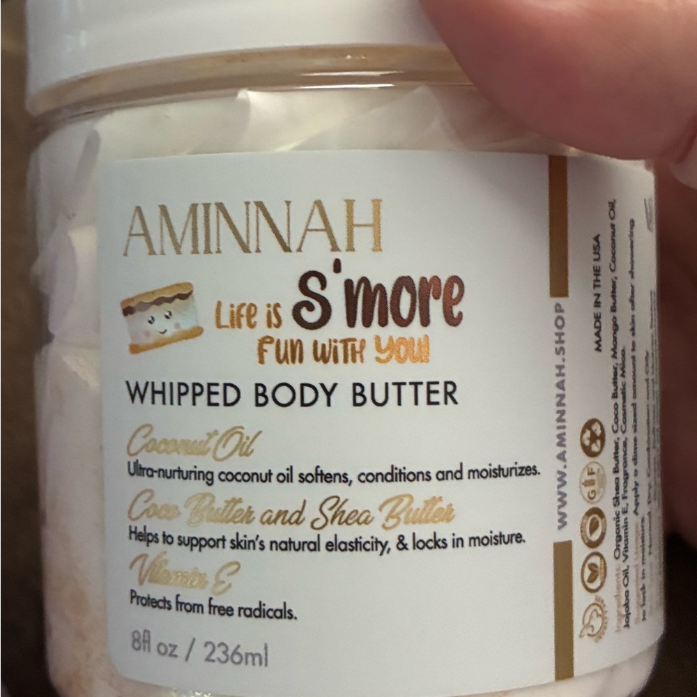 SALE! NEW Aminnah S'more Whipped Body Butter - Cream Smells like S’mores glitter